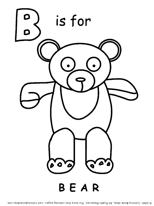 Bear coloring page, B coloring page