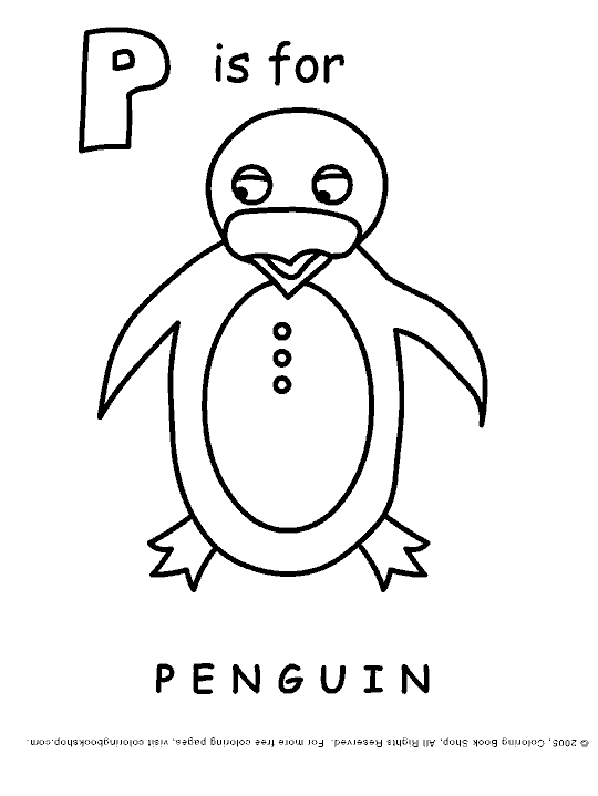 p is for penguin coloring pages - photo #6