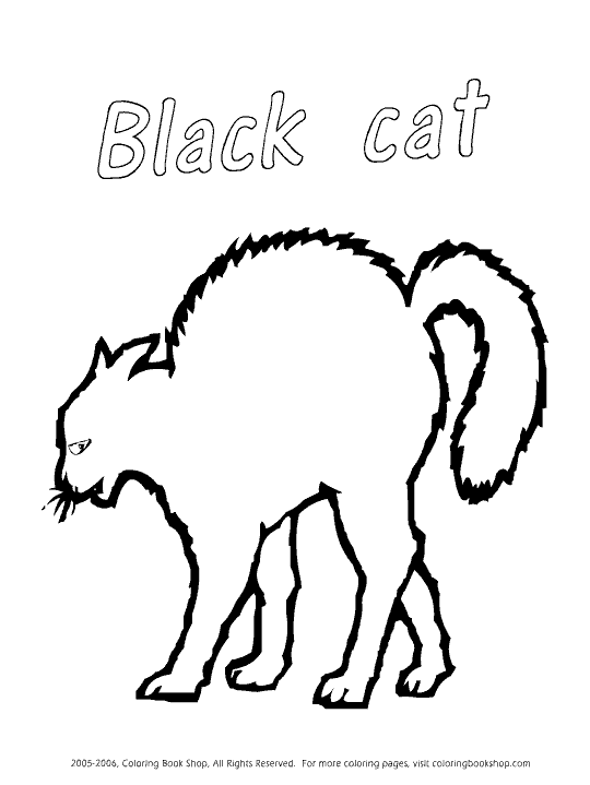 black cat coloring page, halloween printable