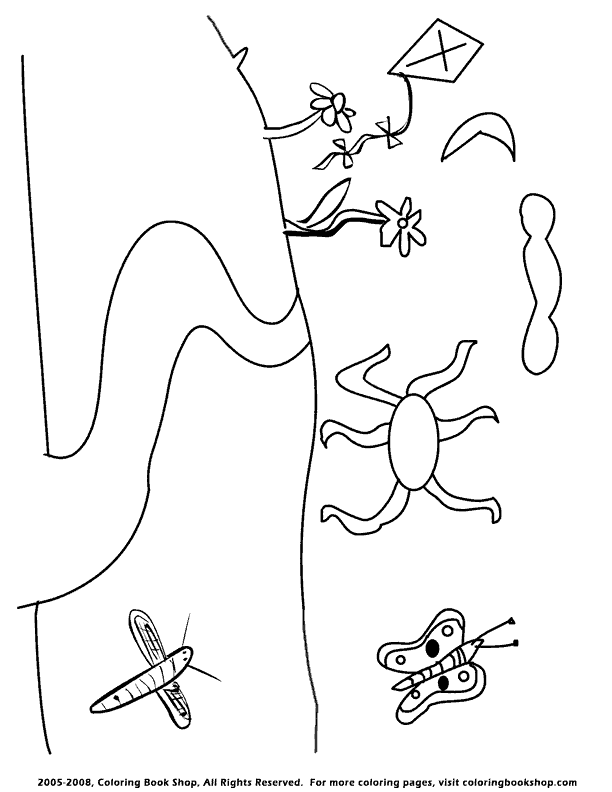 summer scene coloring sheet