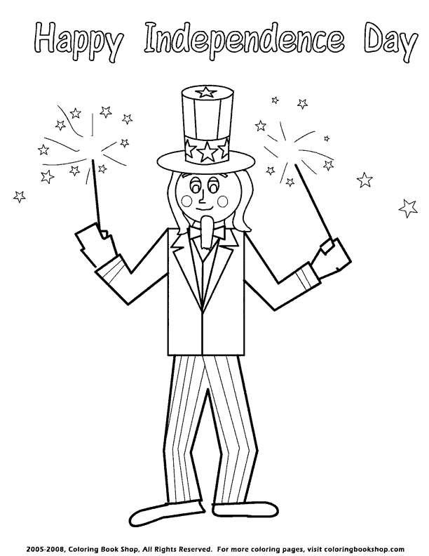 Uncle Sam holding Sparklers - Happy Independence Day. title=