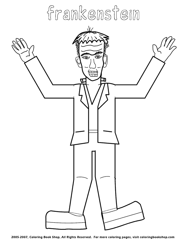 frankenstein coloring page, free printable